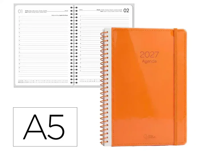 Liderpapel Agenda de oficina 2027 Espiral Neon Día por Página A5 Naranja Liderpapel Agenda de oficina 2027 Espiral Neon Día por Página A5 Naranja