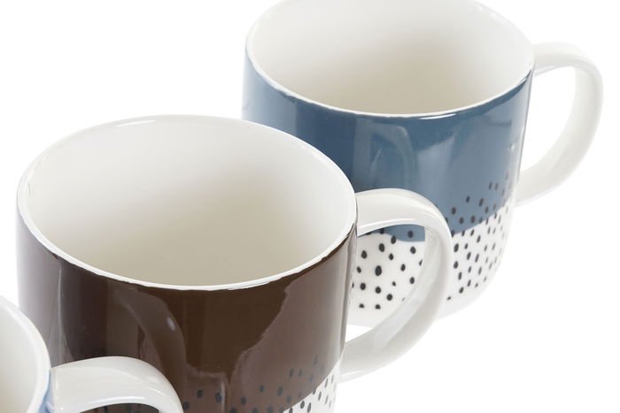 DKD Home Decor Mug Urban Verde Azul Porcelana New Bone Apto Microondas Lavavajillas 9 x 9 x 12 cm (12 Unidades)