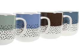 DKD Home Decor Mug Urban Verde Azul Porcelana New Bone Apto Microondas Lavavajillas 9 x 9 x 12 cm (12 Unidades)