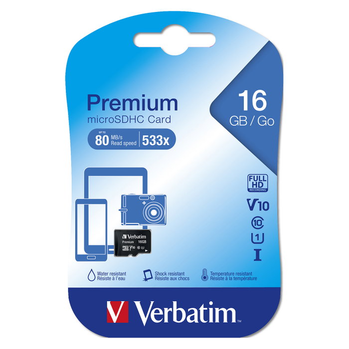 Verbatim Tarjeta de memoria Premium microSDHC 16 GB Clase 10