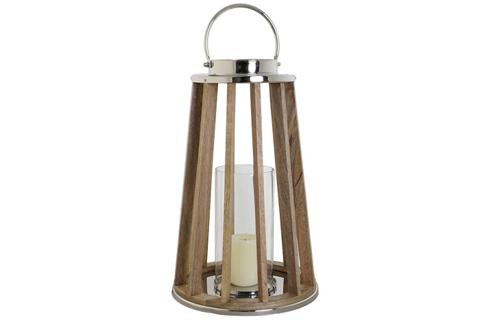 DKD Home Decor Portavelas Mango Cristal 32x32x51 Marrón