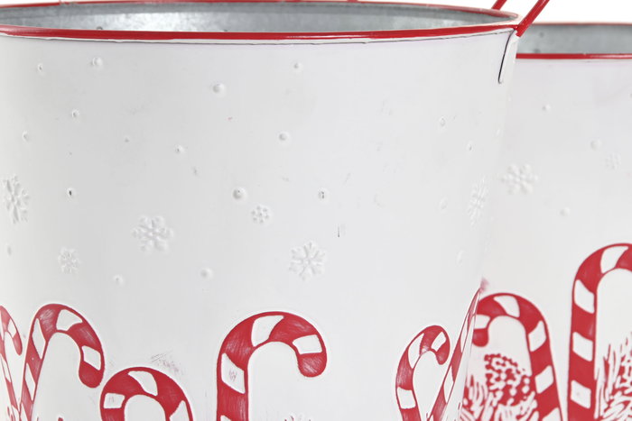 DKD Home Decor Caja Navidad Tradicional Set de 3 (2 Unidades) Blanco Rojo Metal 26 x 22.5 x 26 cm