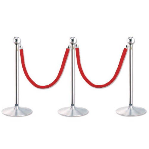 Poessa PACK 2 POSTES SEPARADOR CROMADO CON CORDON ROJO 2 METROS 322800 Poessa PACK 2 POSTES SEPARADOR CROMADO CON CORDON ROJO 2 METROS 322800