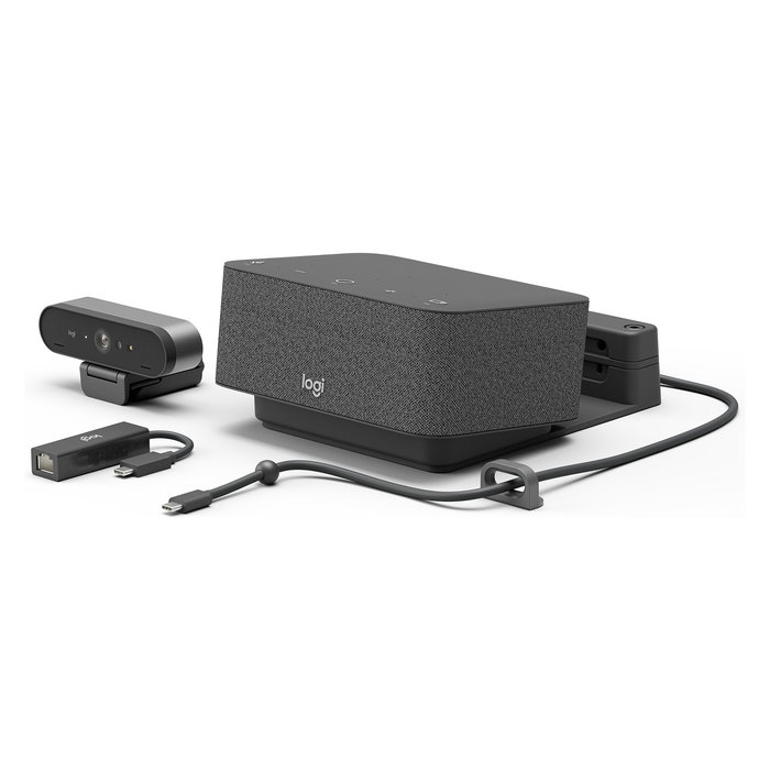 Logitech Logi Dock Focus Room Kit UC WW-9004: Sistema Videoconferencia Personal 4K Ultra HD 90 pps, Webcam BRIO, Zoom 5x, Color Grafito