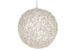 DKD Home Decor Lámpara de Techo de Madera Tronquitos Natural Blanco