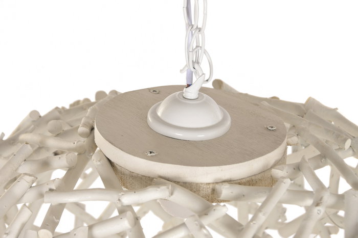 DKD Home Decor Lámpara de Techo de Madera Tronquitos Natural Blanco