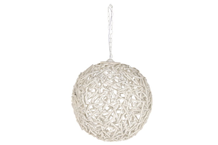DKD Home Decor Lámpara de Techo de Madera Tronquitos Natural Blanco