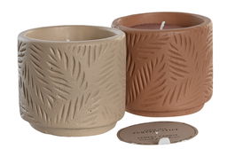 DKD Home Decor Vela Tropical Beige Terracota Gres Cera Parafina 9x8.5x9 cm 4 Unidades
