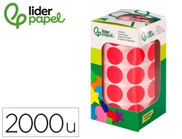 Liderpapel Gomets autoadhesivos círculos rojos 20 mm rollo de 2000 unidades