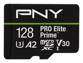 PNY Tarjeta MicroSDXC PRO Elite Prime 128 GB MicroSD UHS-I Clase 10 A2 V30 Hasta 200 MB/s