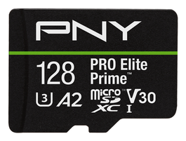 PNY PRO Elite Prime 128 GB MicroSDXC UHS-I Clase 10 U3 V30 A2, Lectura 200 MB/s, Escritura 150 MB/s