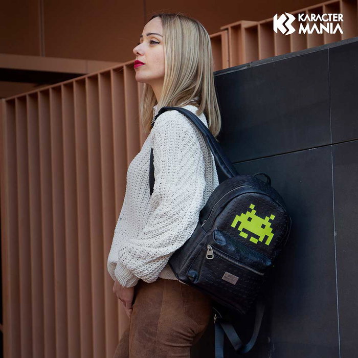 Space Invaders Mochila Alien - Mochila Urbana de 1 Compartimento, Color Negro, Bolso Casual Diario Space Invaders Mochila Alien - Mochila Urbana de 1 Compartimento, Color Negro, Bolso Casual Diario