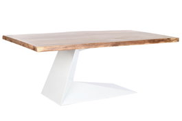 DKD Home Decor Mesa de Comedor de Acacia y Metal con Patas Blancas