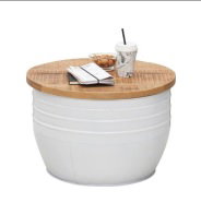 DKD Home Decor Mesa de Comedor de Acacia y Metal con Patas Blancas