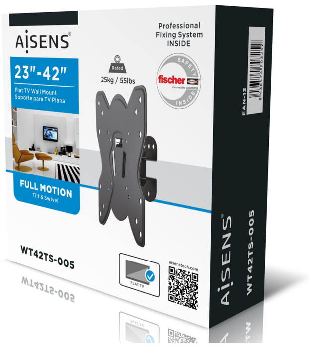 Aisens Soporte de Pared WT42TS-005 Giratorio e Inclinable para TV de 23-42 pulgadas