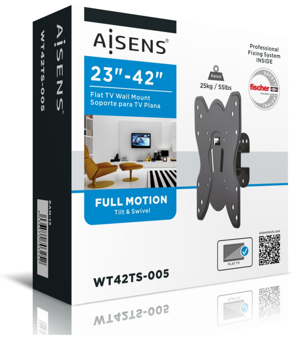 Aisens Soporte de Pared WT42TS-005 Giratorio e Inclinable para TV de 23-42 pulgadas