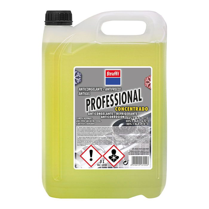 Krafft Anticongelante Concentrado Profesional 5L Amarillo, cumple VW TL-774-C (G11), Opel QL 130 100, ASTM D3306, para -37°C Krafft Anticongelante Concentrado Profesional 5L Amarillo, cumple VW TL-774-C (G11), Opel QL 130 100, ASTM D3306, para -37°C