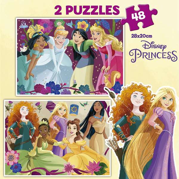 Educa Puzzle 2x48 Piezas Disney Princess, 2 Puzzles Infantiles, Recomendado de 4 a 6 Años, Idiomas: Español e Inglés