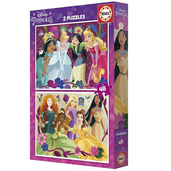 Educa Puzzle 2x48 Piezas Disney Princess, 2 Puzzles Infantiles, Recomendado de 4 a 6 Años, Idiomas: Español e Inglés