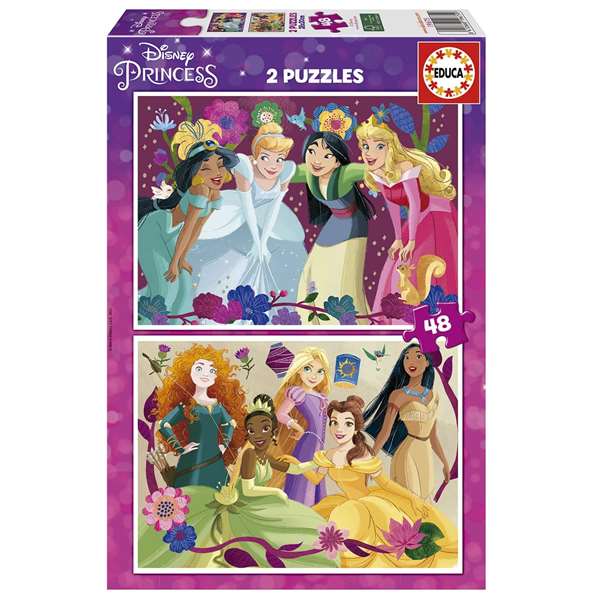Educa Puzzle 2x48 Piezas Disney Princess, 2 Puzzles Infantiles, Recomendado de 4 a 6 Años, Idiomas: Español e Inglés