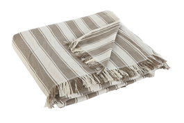 DKD Home Decor Plaid Beige Crudo Rayas Multiusos Hecho a Mano 260 x 230 cm