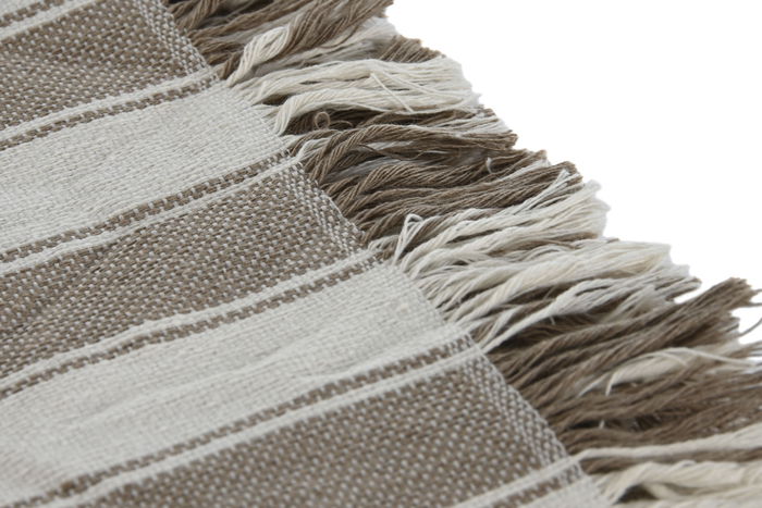 DKD Home Decor Plaid Beige Crudo Rayas Multiusos Hecho a Mano 260 x 230 cm