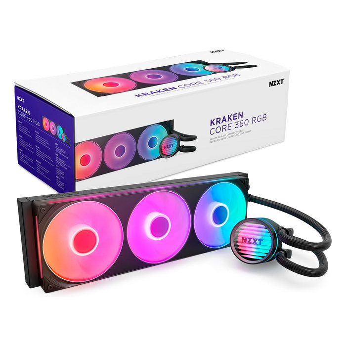 NZXT Kraken Core RGB 360mm AIO Liquid Cooler (Negro) RL-KR36C-B1 NZXT Kraken Core RGB 360mm AIO Liquid Cooler (Negro) RL-KR36C-B1