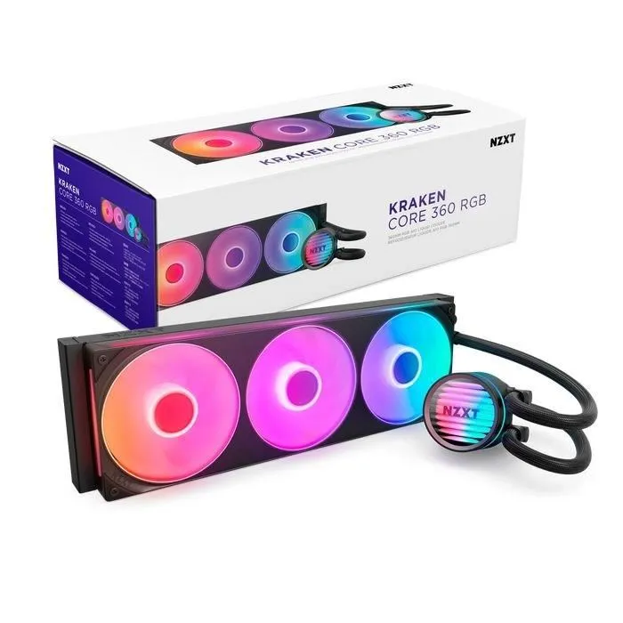 NZXT Kraken Core RGB 360mm AIO Liquid Cooler - Negro - RL-KR36C-B1 NZXT Kraken Core RGB 360mm AIO Liquid Cooler - Negro - RL-KR36C-B1
