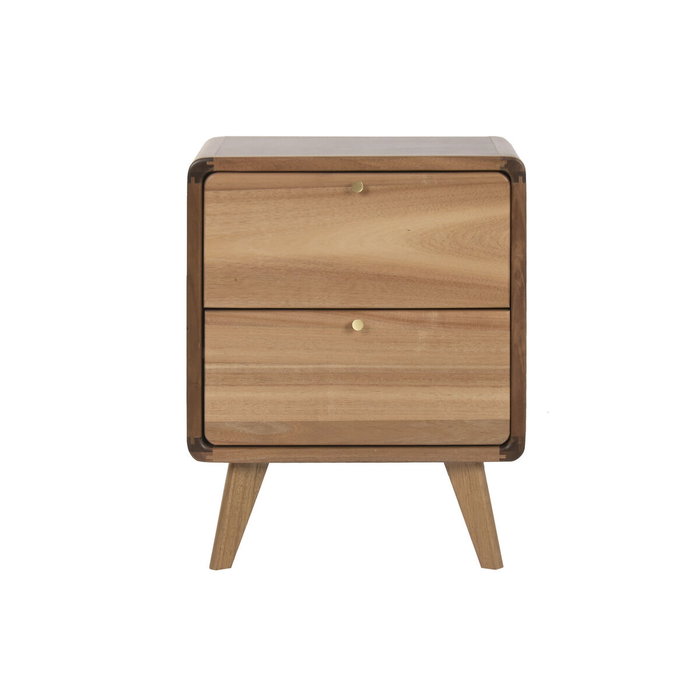 DKD Home Decor Mesita de Noche Acacia y Metal 32 x 55 x 44 cm