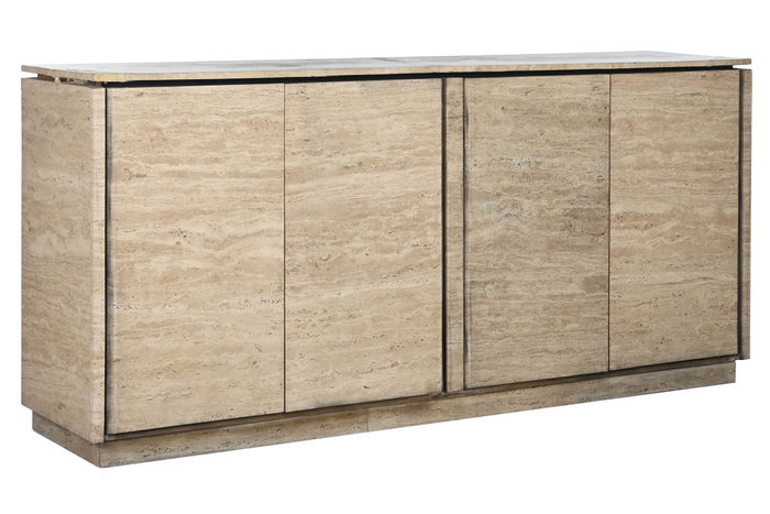 DKD Home Decor Buffet de Madera y Mármol Travertino Natural 180x40x85