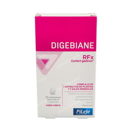 PILEJE Digebiane Rfx - Complemento Alimenticio para la Digestión - 20 Comprimidos Masticables Sabor Menta - con Melisa, Regaliz, Calcio y Vitamina B2