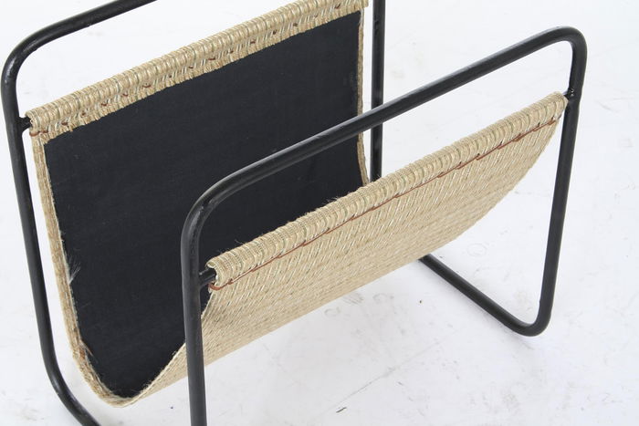 DKD Home Decor Revistero Metal Ratan Natural Negro 39 x 26 x 36 cm