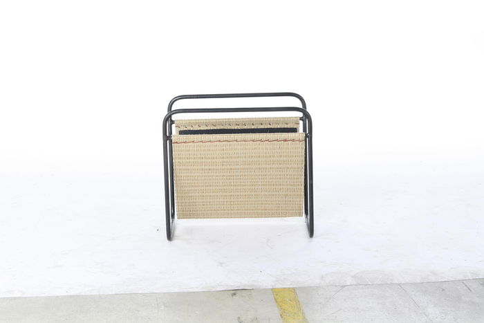 DKD Home Decor Revistero Metal Ratan Natural Negro 39 x 26 x 36 cm