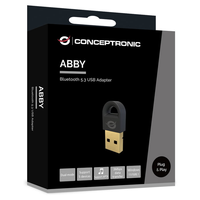 Conceptronic Adaptador Bluetooth 5.3 USB ABBY16B Negro Conceptronic Adaptador Bluetooth 5.3 USB ABBY16B Negro