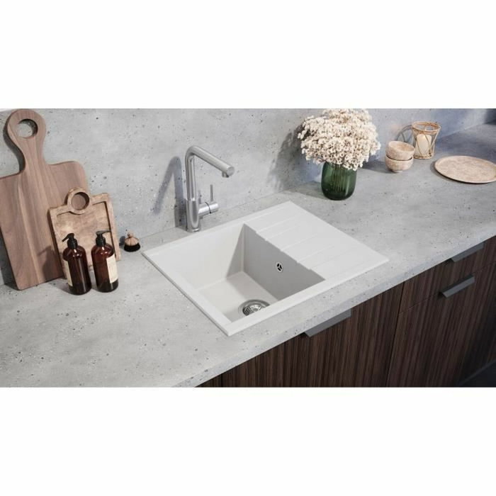 Stradour STR3660428009169 Fregadero de Resina SMC Blanco Liso Encastrable Cubo 1C XS 62 x 50 cm