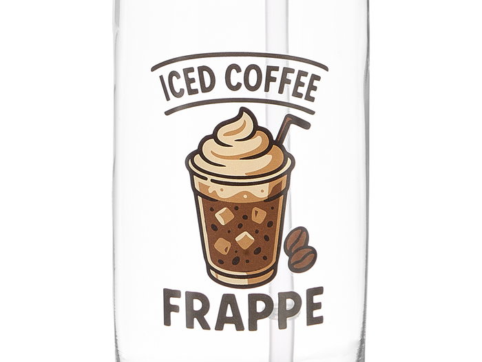 VIVALTO Vaso con Tapa y Pajita de Vidrio para Café, 620 ml, Cristal Transparente, Dimensiones 7.6x16.7x7.6 cm (Set de 24)