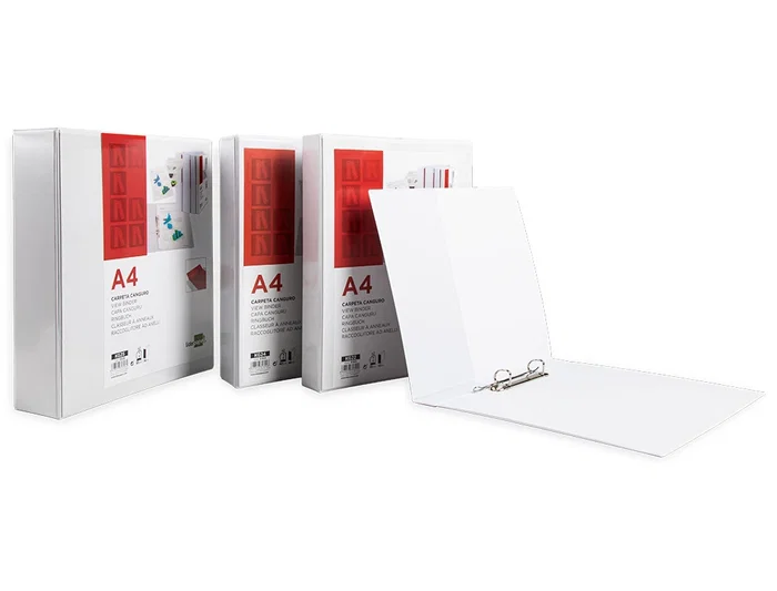 Liderpapel Carpeta Canguro 4 Anillas Mixtas 25mm A4 Plástico Blanco