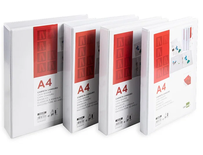 Liderpapel Carpeta Canguro 4 Anillas Mixtas 25mm A4 Plástico Blanco