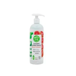 HAPPY BIO Champú Extra Pomelo y Aloe Vera Ecológico, Brillo y Suavidad, 450 ml, Vegano, Certificado Ecocert, Fabricado en España