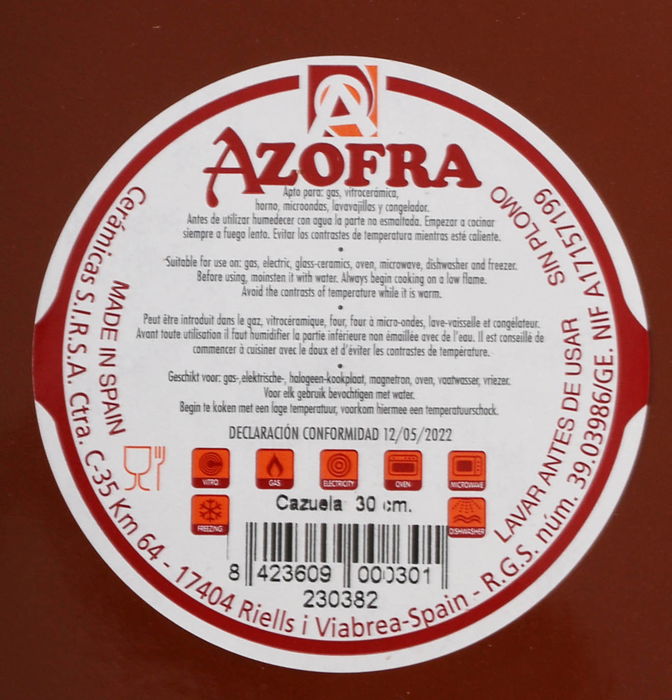 Azofra Cazuela 30 cm Vitrocerámica (4 Unidades)