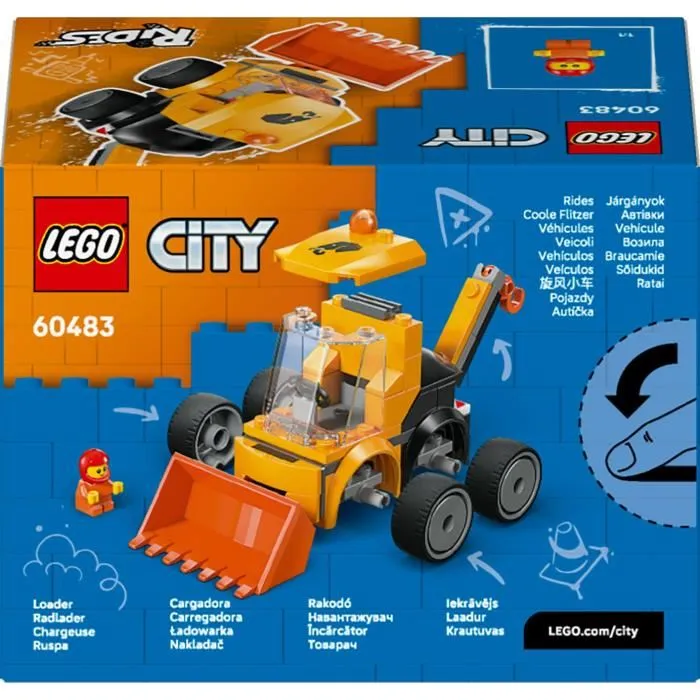 LEGO City 60483 Cargadora de Obra, Juego de Construcción de 61 Piezas