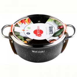 WECOOK Cazuela con Tapa de 24 cm Antiadherente Granite 3 mm
