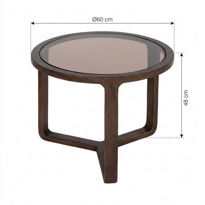 Mesa Centro Madera de Mango Salón 60 X 60 X 48 cm