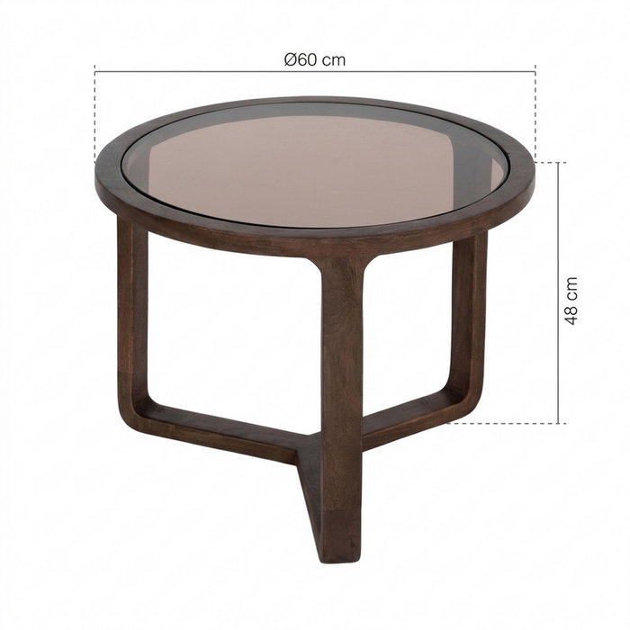 Mesa Centro Madera de Mango Salón 60 X 60 X 48 cm