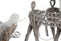 DKD Home Decor Set de 3 piezas de decoración LED en mimbre blanco