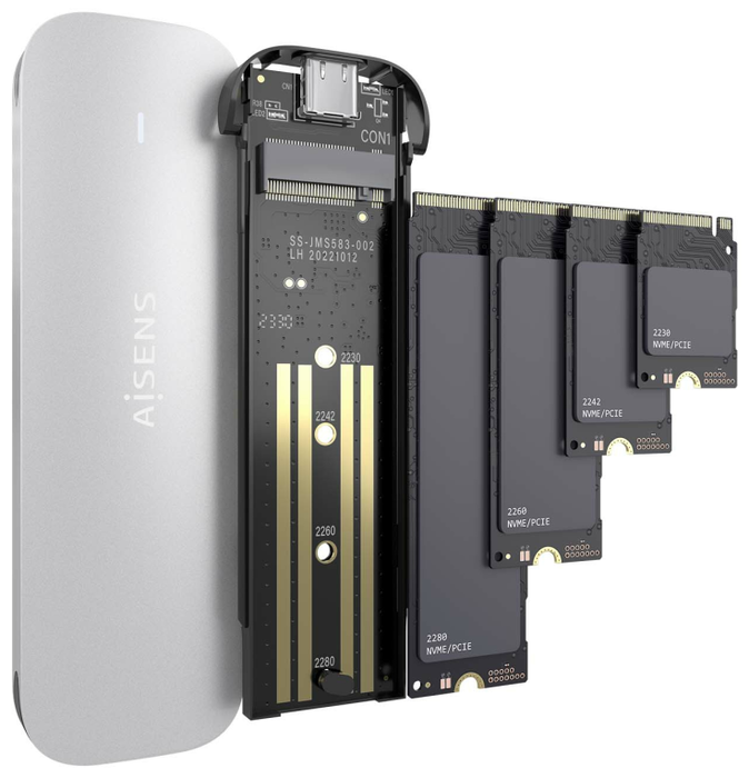 Aisens Caja Externa M.2 NVMe ASM2-025SL USB 3.2 Gen2 Plata