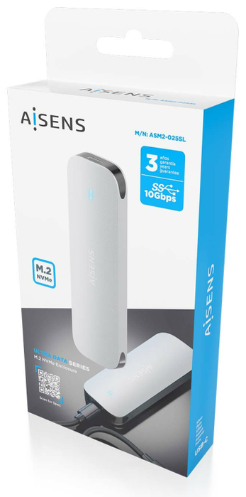 Aisens Caja Externa M.2 NVMe ASM2-025SL USB 3.2 Gen2 Plata