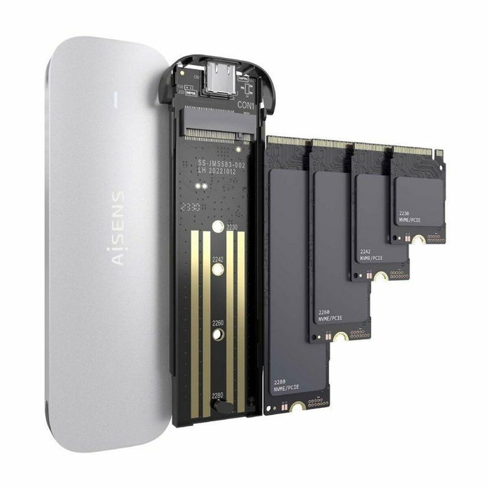 Aisens Caja Externa M.2 NVMe ASM2-025SL USB 3.2 Gen2 Plata