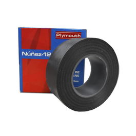 Nuñez-Plymouth Cinta Aislante Negra 20m x 19mm x 0.15mm PVC Resistente Intemperie