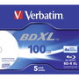 Verbatim BD-R XL Blu-ray 100GB 4x Speed Wide Printable 5 Pack Jewel Case